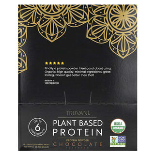 Truvani, Proteína de origen vegetal en polvo, Chocolate, 10 paquetes, 33 g (1,16 oz) cada uno