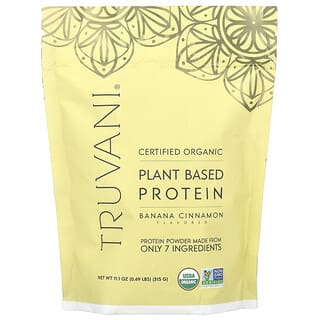 Truvani, Proteína Orgânica Certificada à Base de Plantas, Banana e Canela, 315 g (0,69 lb)