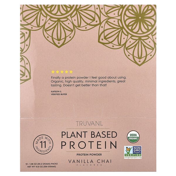 Plant Based Protein, Vanilla Chai, 10 Packs, 1.08 oz (30. 6 g)