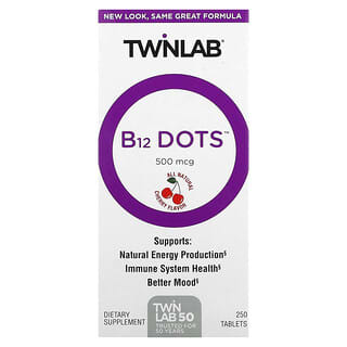 Twinlab, B12 Dots, Cherry, 500 mcg, 250 Tablets