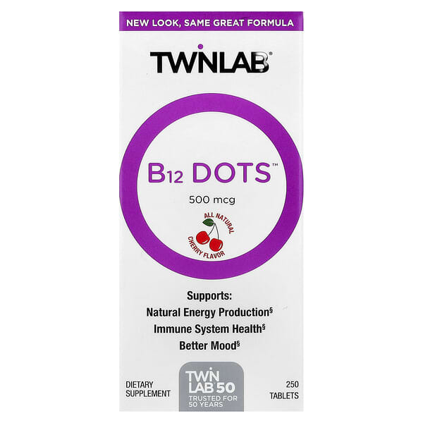 Twinlab, B12 Dots™, Ceri, 500 mcg, 250 Tablet