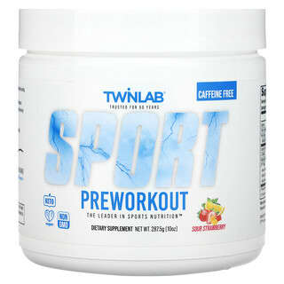 Twinlab‏, Sport Preworkout, נטול קפאין, בטעם תות חמוץ, 287.5 גרם (10 אונקיות)
