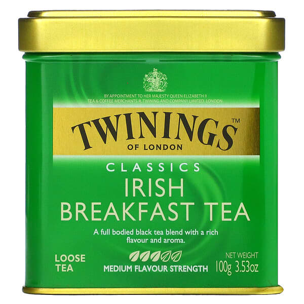 Twinings, Irish Breakfast, классический листовой чай, 100 г (3,53 унции)
