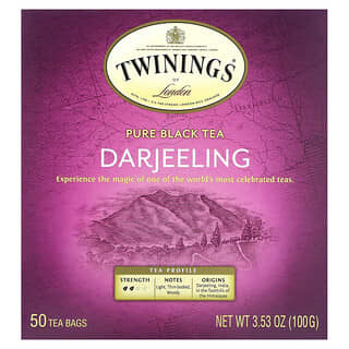 Twinings, Thé noir pur, Darjeeling, 50 sachets de thé, 100 g