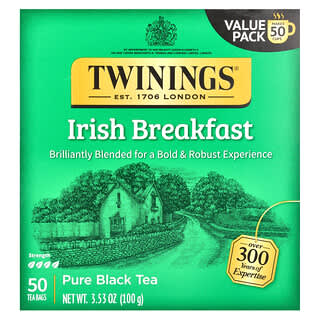 Twinings, Pure Black Tea, Irish Breakfast, 50 Tea Bags, 3.53 oz (100 g)