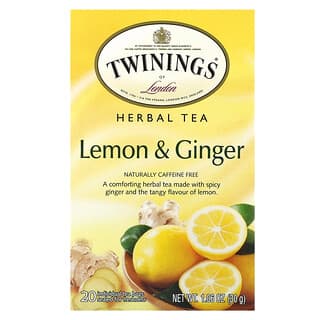 Twinings, трав’яний чай, лимон та імбир, без кофеїну, 20 чайних пакетиків, 30 г (1,06 унції)