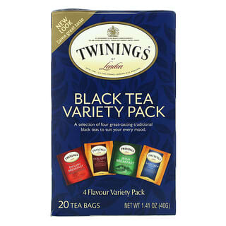Twinings, черный чай, набор разных сортов, 20 чайных пакетиков, 40 г (1,41 унции)