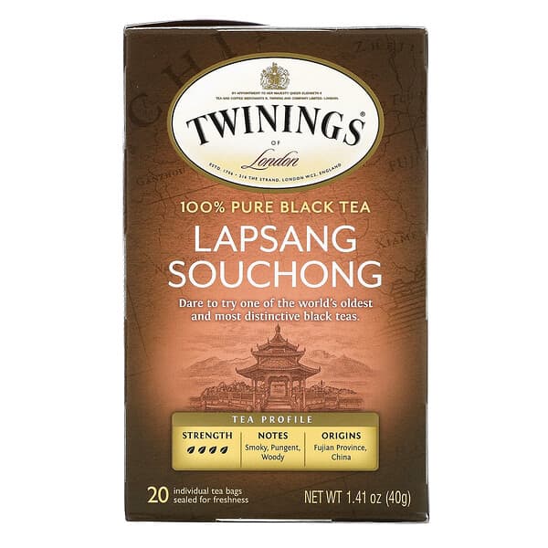 Twinings‏, תה שחור 100%, לפסנג סוצ'ונג, 20 שקיקים, 40 גרם (1.41 אונקיות)