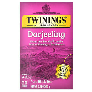 Twinings, Té negro 100% puro, Darjeeling, 20 bolsitas de té, 40 g (1,41 oz)