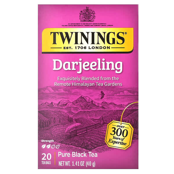 Twinings, 全紅茶，大吉嶺茶，20 個獨立茶包，1.41 盎司（40 克）