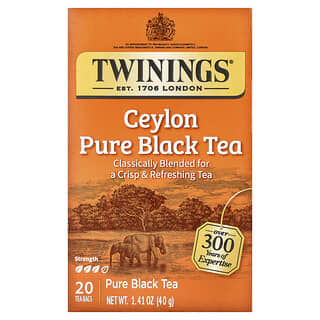 Twinings, чистый черный чай, цейлонский, 20 чайных пакетиков, 40 г (1,41 унции)