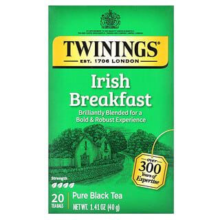 Twinings, Chá Preto Puro, Café da Manhã Irlandês, 20 Saquinhos de Chá, 40 g (1,41 oz)