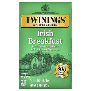 Twinings, Té negro puro, Desayuno irlandés`` 20 bolsitas de té, 40 g (1,41 oz)