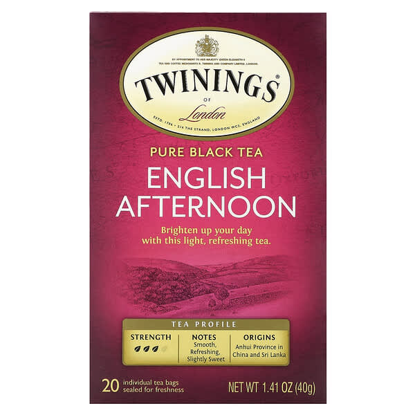 Twinings, 全紅茶，英式下午茶，20 茶包，1.41 盎司（40 克）