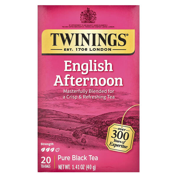 Twinings, 퓨어 홍차, 잉글리시 애프터눈티, 티백 20개, 40g(1.41oz)