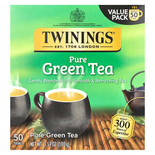 Twinings‏, תה ירוק טהור, 50 שקיקי תה, 100 גרם (3.53 אונקיות)