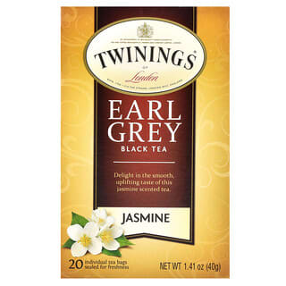 Twinings, Black Tea, Earl Grey, жасмин, 20 чайных пакетиков, 40 г (1,41 унции)