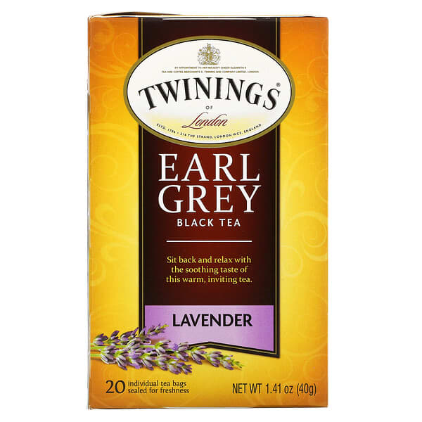Twinings, Black Tea, Earl Grey, Lavender, 20 Tea Bags, 1.41 oz (40 g)