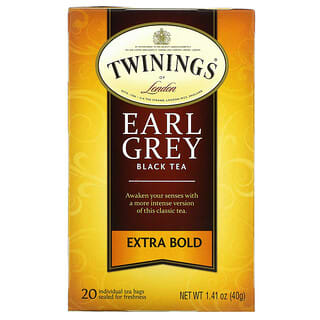 Twinings, Black Tea, Earl Grey, Extra Bold, 20 чайных пакетиков, 40 г (1,41 унции)