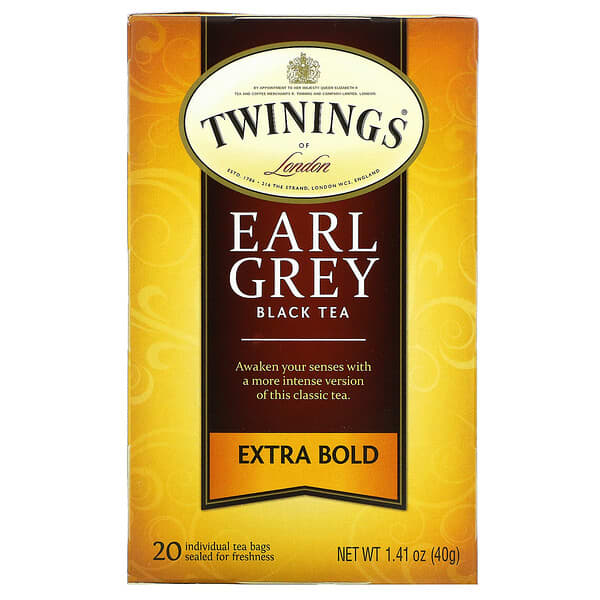 Twinings‏, الشاي الأسود، ايرل غراي، إكسترا، 20 أكياس الشاي - 1.41 أوقية (40 جم)