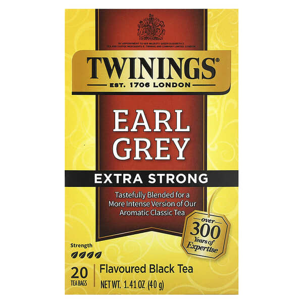 Twinings, 紅茶，格雷伯爵茶，特濃郁，20 茶包，1.41 盎司 （ 40 克）