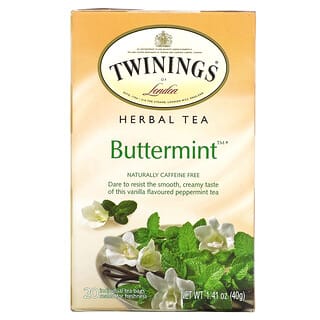 Twinings, Buttermint, травяной чай из мяты перечной, без кофеина, 20 чайных пакетиков в индивидуальной упаковке, 40 г (1,41 унции)