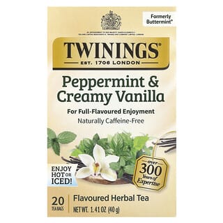 Twinings, Té de hierbas con sabor a menta y vainilla cremosa, Sin cafeína, 20 bolsitas de té, 40 g (1,41 oz)