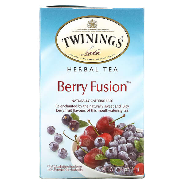 Twinings, ハーブティー、Berry Fusion（ベリーフュージョン）、カフェインフリー、ティーバッグ20個、40g（1.41オンス）