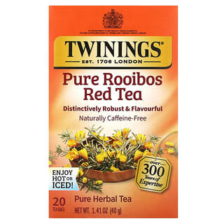 Twinings, Chá de Ervas Puras, Chá Vermelho Rooibos Puro, Sem Cafeína, 20 Saquinhos de Chá, 40 g (1,41 oz)
