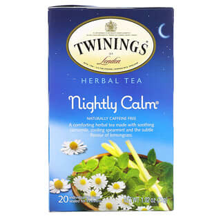 Twinings, شاي عشبي، مهدئ ليلي، خالٍ من الكافيين بشكل طبيعي، 20 كيس شاي، 1.02 أونصة (29 جم)