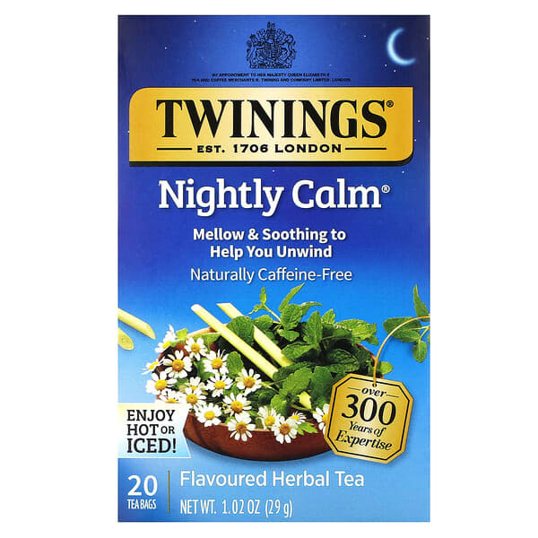 Twinings, 맛을 가미한 허브차, Nightly Calm, 카페인 무함유, 티백 20개, 29g(1.02oz)