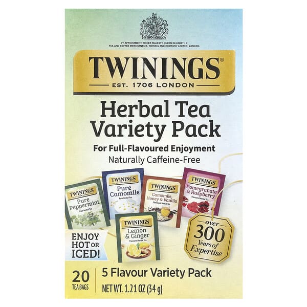 Twinings, 허브티 세트, 버라이어티 팩, 카페인 무함유, 티백 20개, 34g(1.23oz)