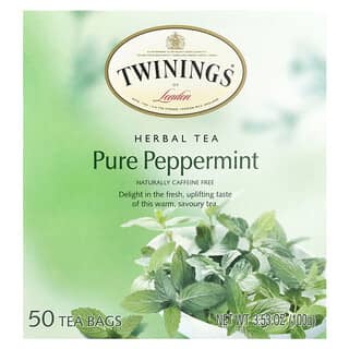 Twinings, Herbal Tea, Pure Peppermint, Caffeine Free, 50 Tea Bags, 3.53 oz (100 g)