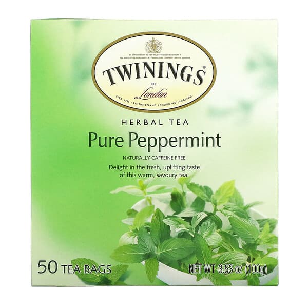 Twinings, ハーバルティー、ピュアペパーミント、カフェインフリー、ティーバッグ50個、100g（3.53オンス）