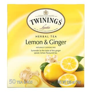 Twinings, 草本茶，柠檬姜，无咖啡萃取，50 茶包，2.65 盎司（75 克）