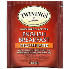 توينينغس‏, الإفطار الإنجليزي، شاي أسود، منزوع الكافيين، 50 كيس شاي، 3.53 أونصة (100 جم)