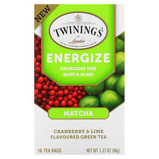 Twinings, Energize Green Tea, Matcha, Cranberry & Lime, 18 Tea Bags, 1.27 oz (36 g)
