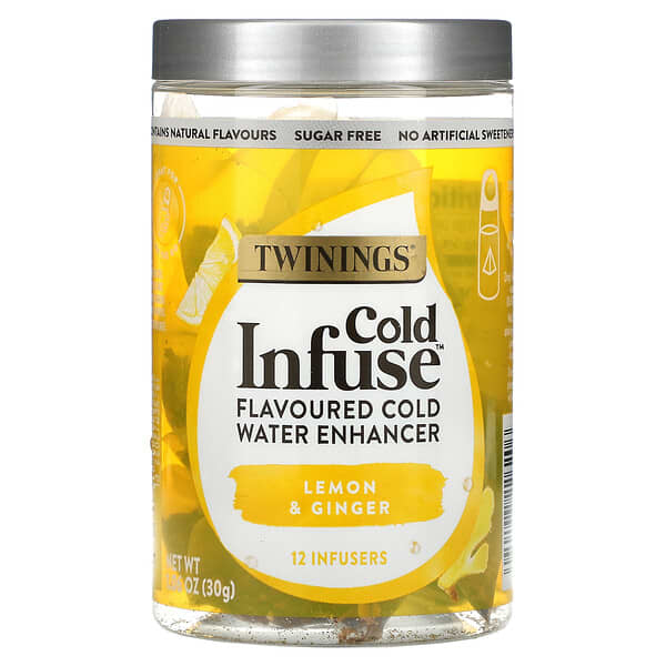 Twinings, Cold Infuse，芬芳冷水加強劑，檸檬和生薑，12 個注入器，1.06 盎司（30 克）
