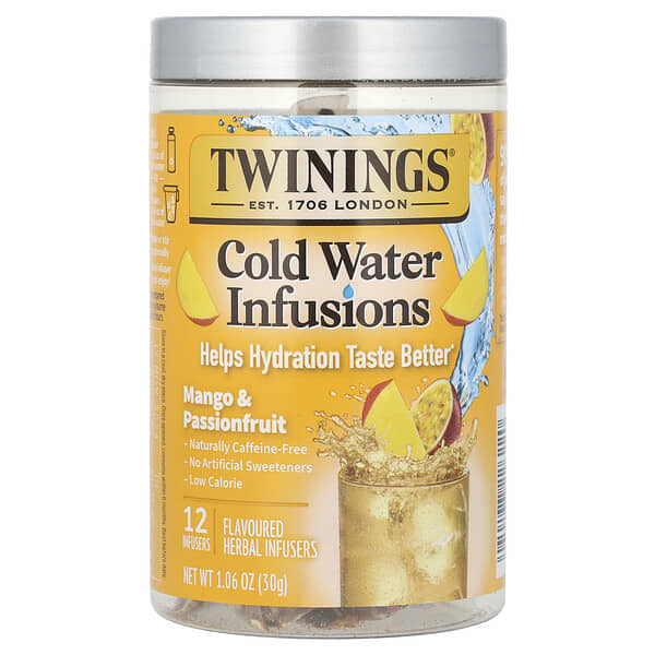 Twinings, Cold Infuse，芬芳冷水加強劑，芒果和西番蓮，12 個注入器，1.06 盎司（30 克）