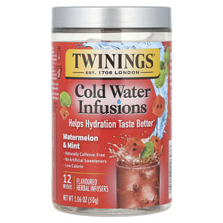 Twinings, Infusão Fria, Intensificador de Água Fria com Sabor, Melancia e Hortelã, 12 infusores, 30 g (1,06 oz)