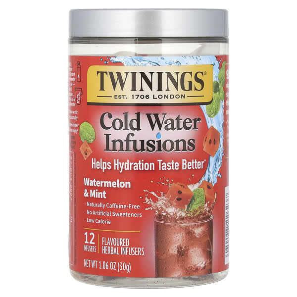 Twinings, Cold Infuse，芬芳冷水加強劑，西瓜和薄荷，12 個注入器，1.06 盎司（30 克）