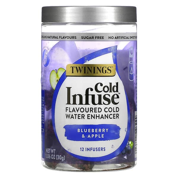 Twinings‏, Cold Infuse, Flavoured Cold Water Enhancer, Blueberry & Apple, 12 Infusers, 1.06 oz (30 g)