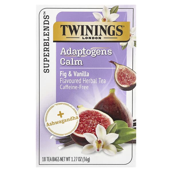 Superblends™, Adaptogens Calm Herbal Tea, Fig & Vanilla, Caffeine Free, 18 Tea Bags, 1.27 oz (36 g)