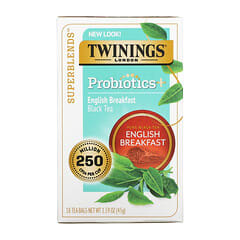 Twinings, Probiotics + Black Tea, English Breakfast, 18 Tea Bags, 1.59 oz (45 g)