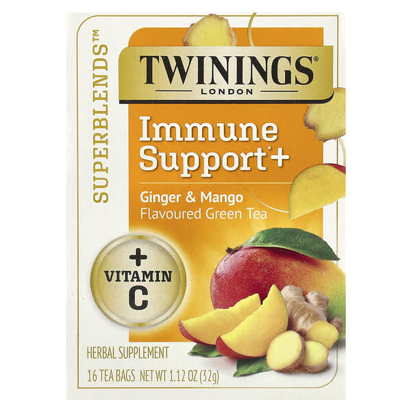Superblends™, Immune Support+ Green Tea, Ginger & Mango, 16 Tea Bags, 1.12 oz (32 g)