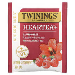 Twinings, Heartea+ Hibiscus Herbal Tea, Raspberry, Caffeine Free, 16 Tea Bags, 1.12 oz (32 g)