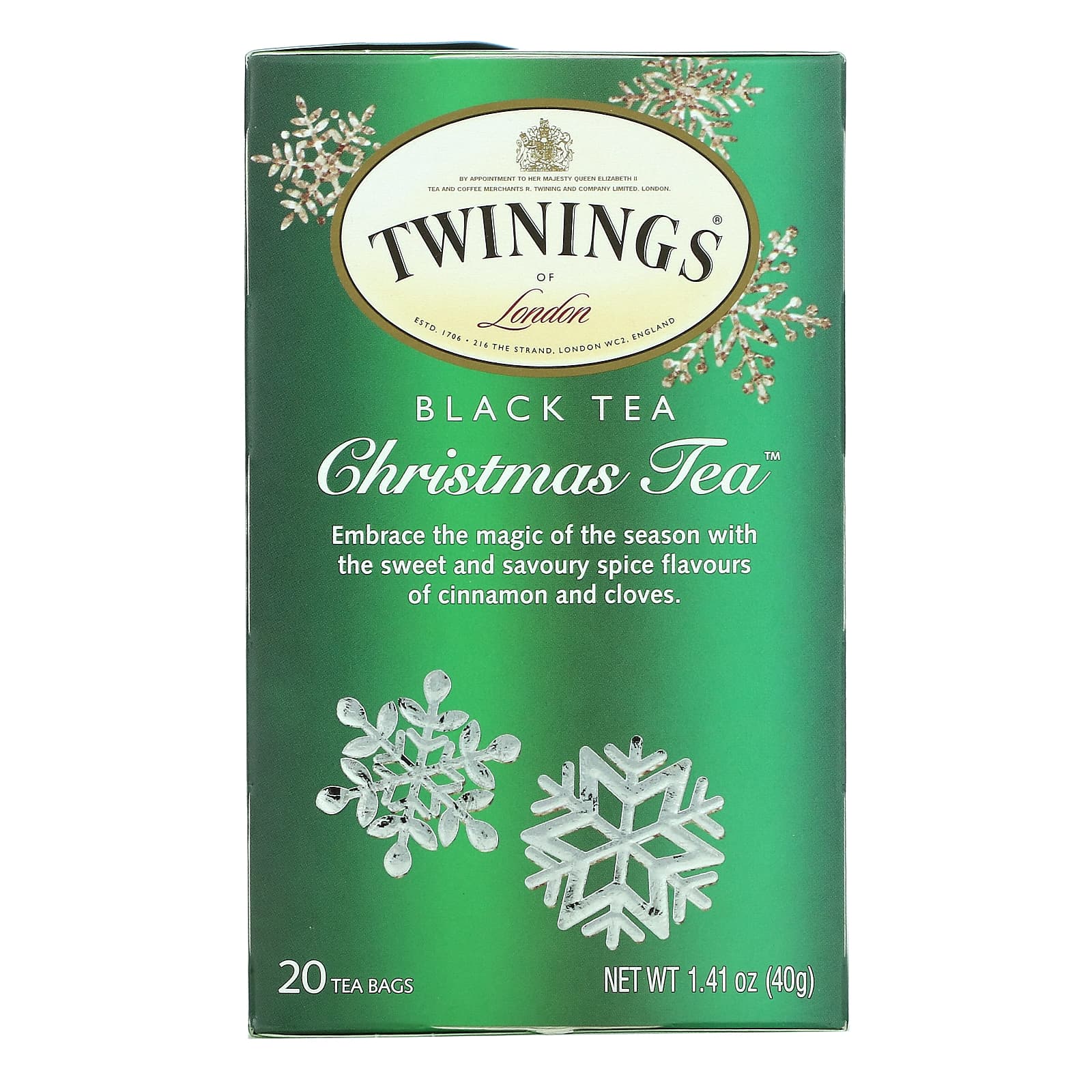 Twinings, Schwarzer Tee, Weihnachtstee, 20 Teebeutel, 40 g (1,41 oz.)