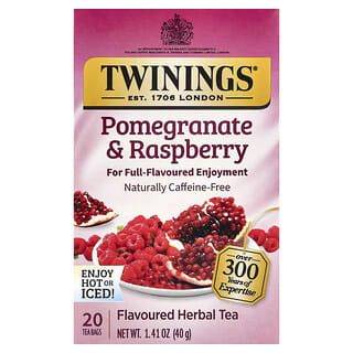 Twinings, Ochucený bylinný čaj, granátové jablko a malina, bez kofeinu, 20 čajových sáčků, 40 g