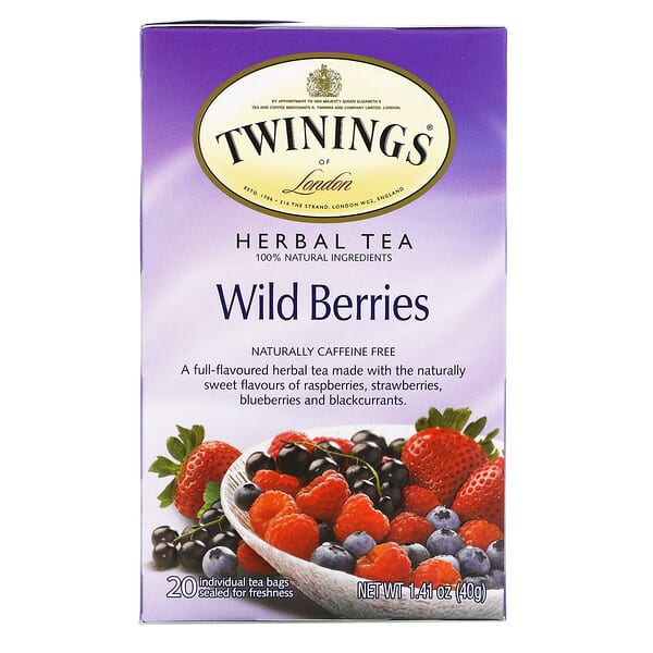 Twinings, ハーブティー、ワイルドベリー、ノンカフェイン、ティーバッグ20包、40g（1.41オンス）