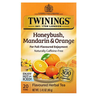 Twinings, Té de hierbas, honeybush, mandarina y naranja, naturalmente libre de cafeína, 20 bolsitas de té individuales, 40 g (1,41 oz)